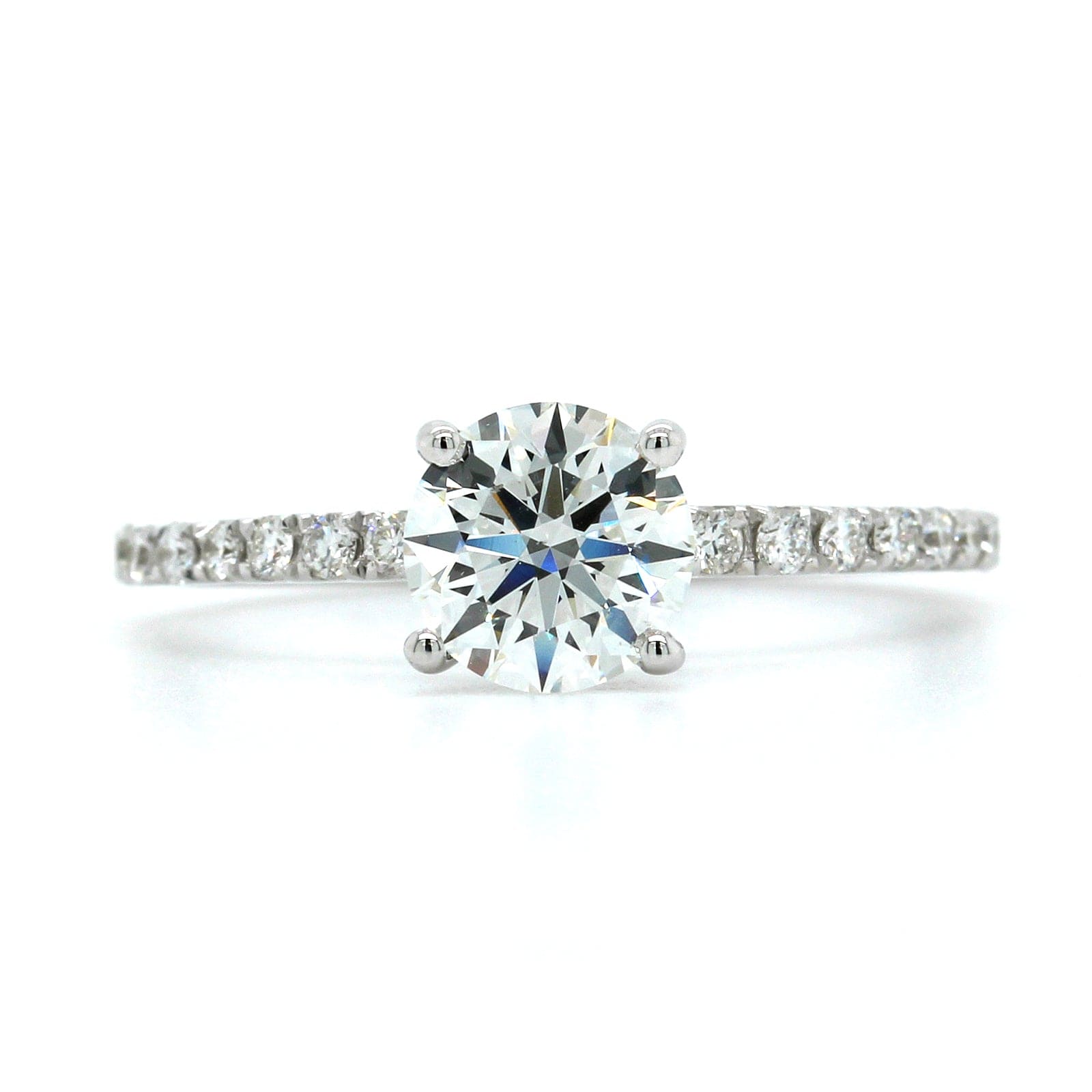 18K White Gold Diamond Hidden Halo Engagement Ring