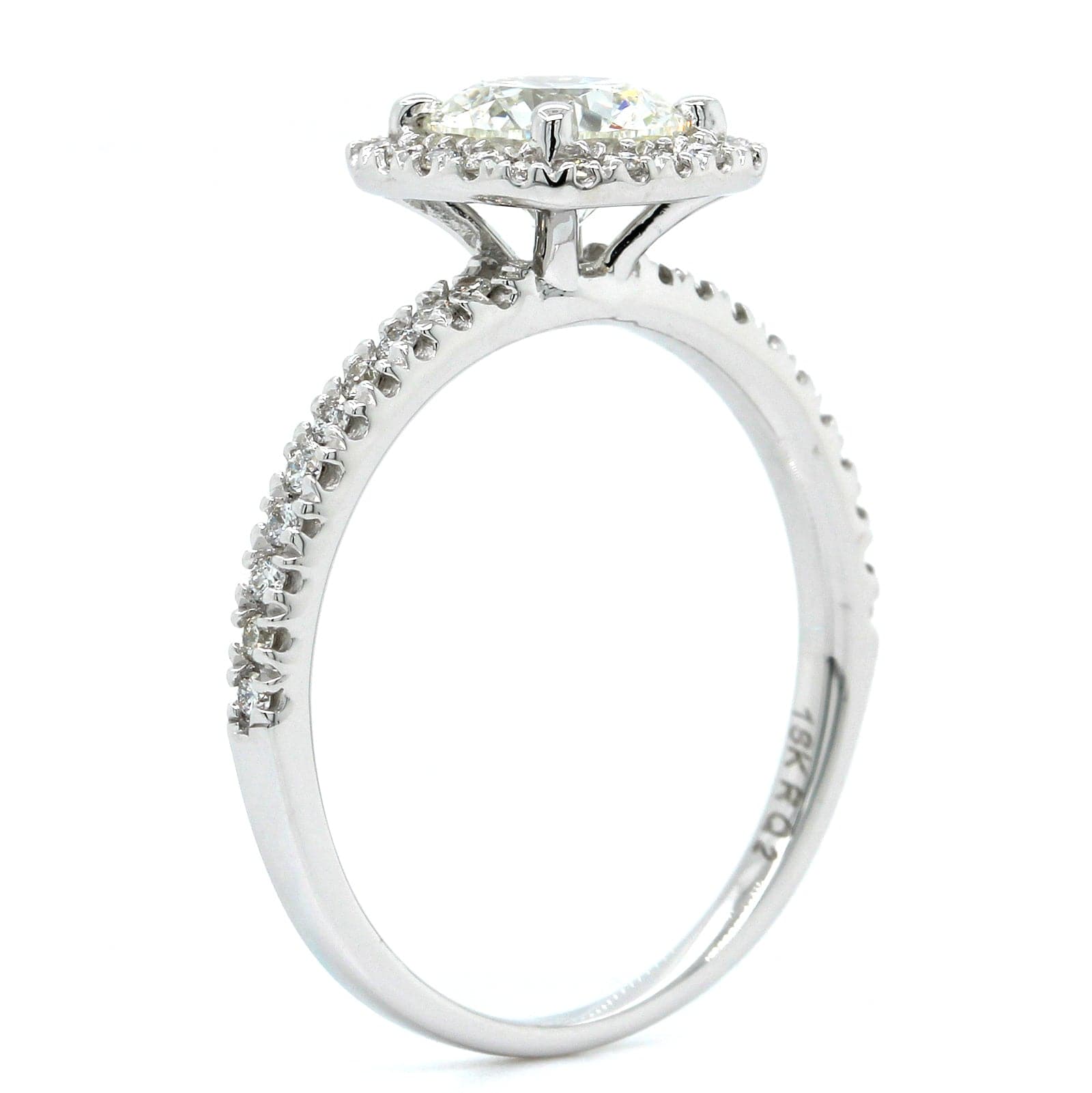 18K White Gold Diamond Cushion Halo Engagement Ring