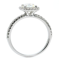 18K White Gold Diamond Cushion Halo Engagement Ring