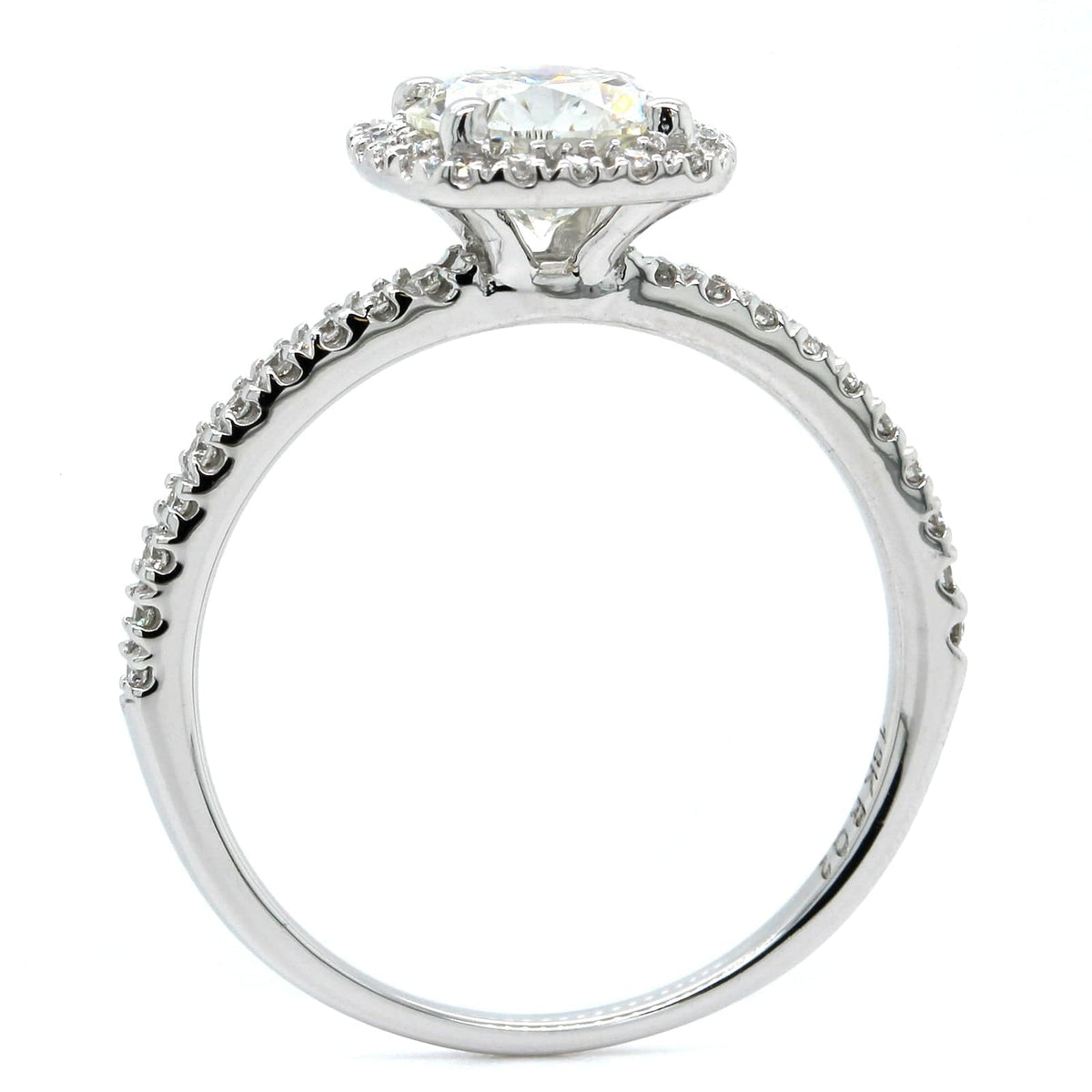 18K White Gold Diamond Cushion Halo Engagement Ring