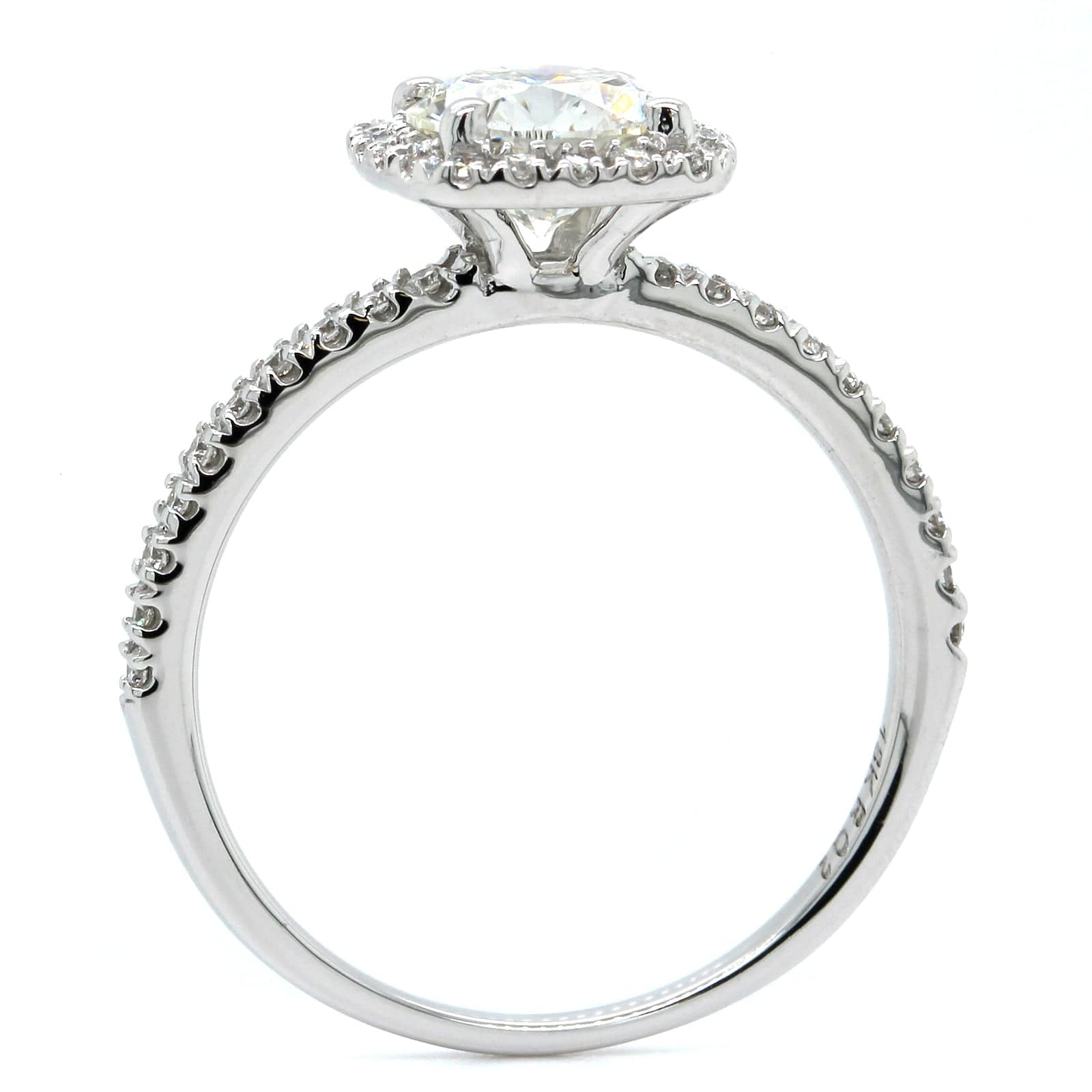 18K White Gold Diamond Cushion Halo Engagement Ring