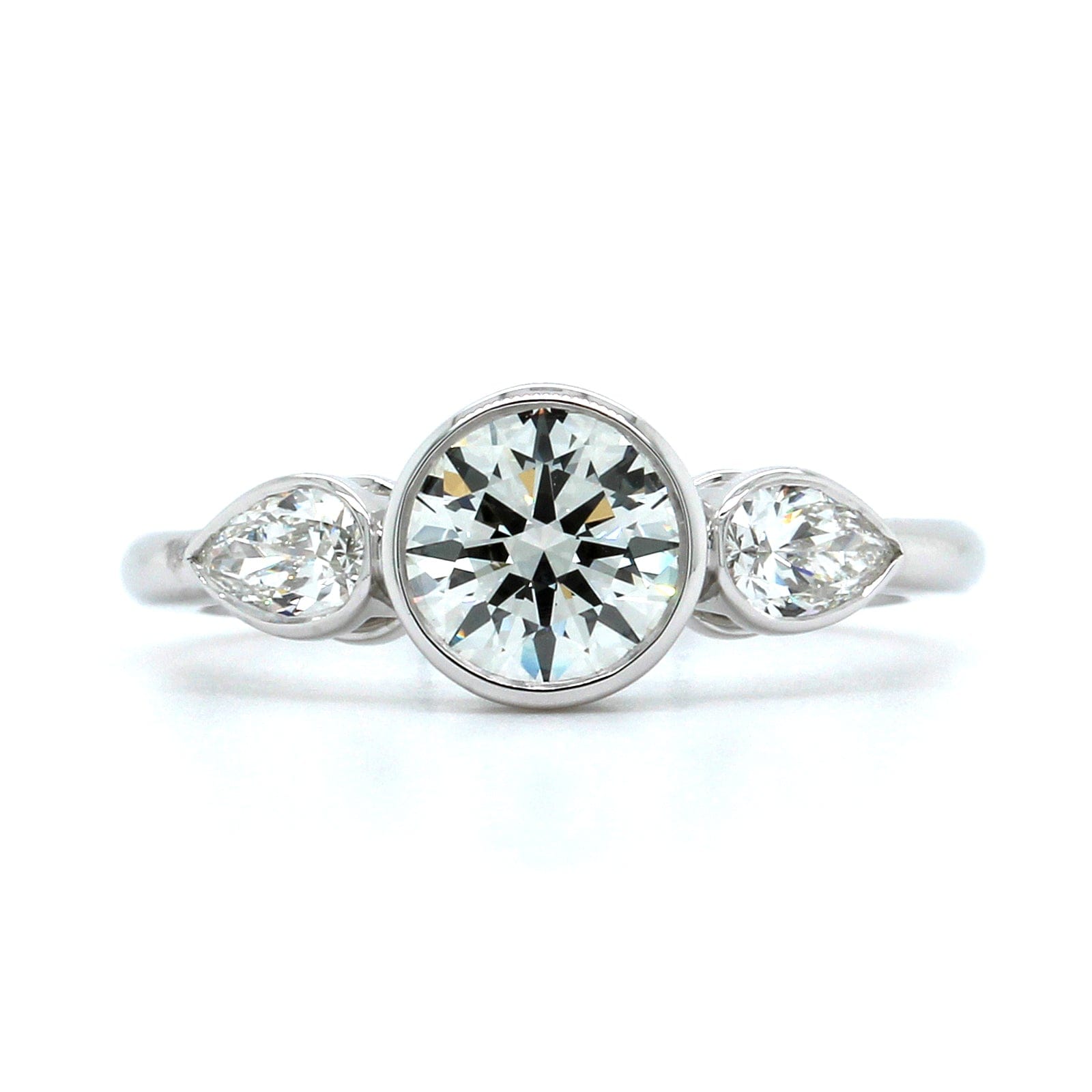 Platinum Round Diamond 3 Stone Engagement Ring