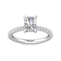 Platinum Radiant Diamond with Diamond Hidden Halo Engagement Ring