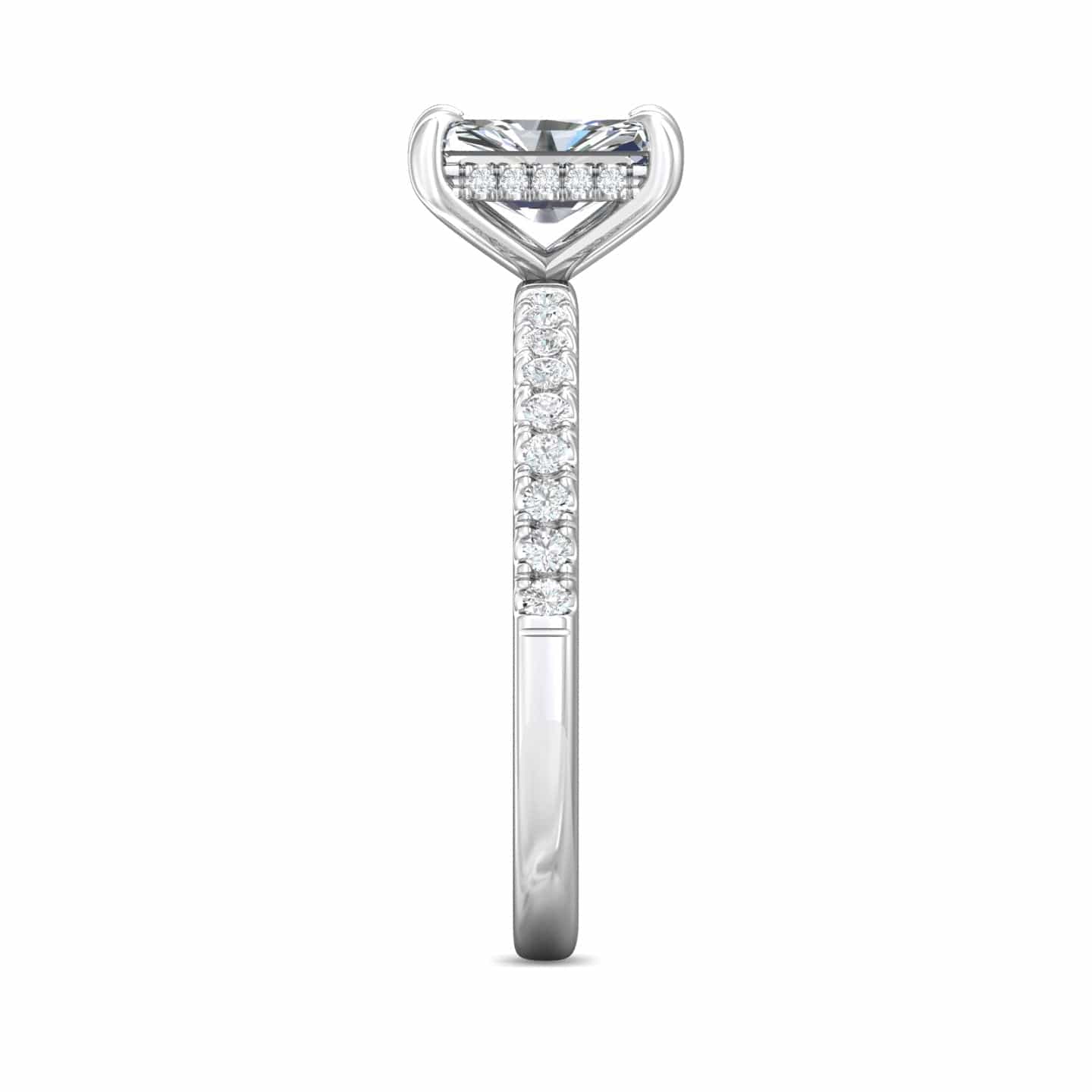 Platinum Radiant Diamond with Diamond Hidden Halo Engagement Ring