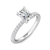 Platinum Radiant Diamond with Diamond Hidden Halo Engagement Ring