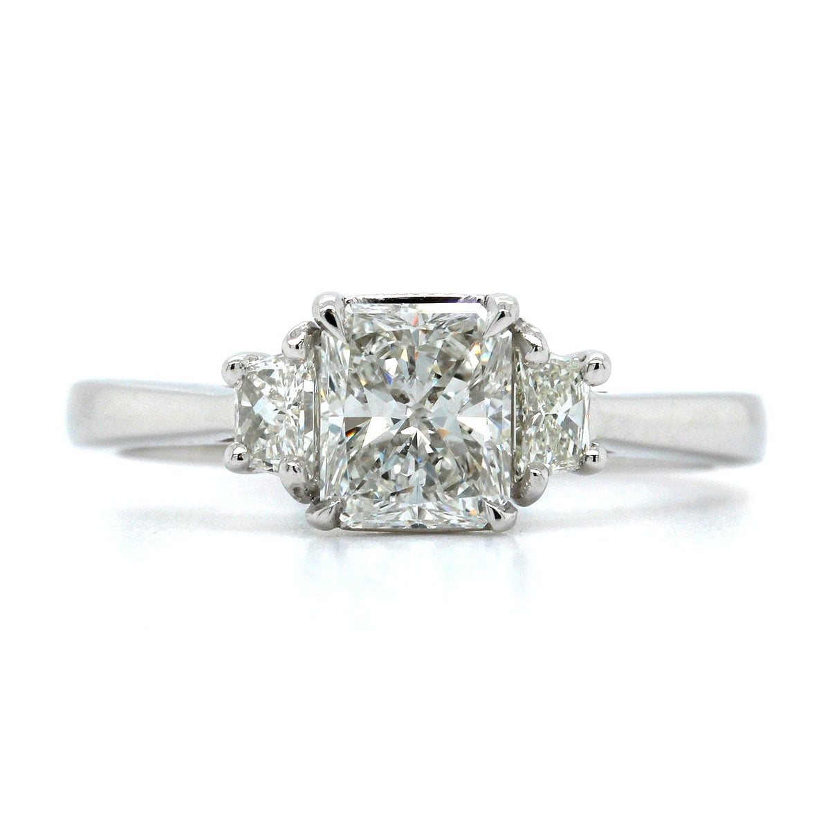 Platinum Radiant Cut Diamond 3 Stone Engagement Ring