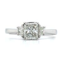 Platinum Radiant Cut Diamond 3 Stone Engagement Ring