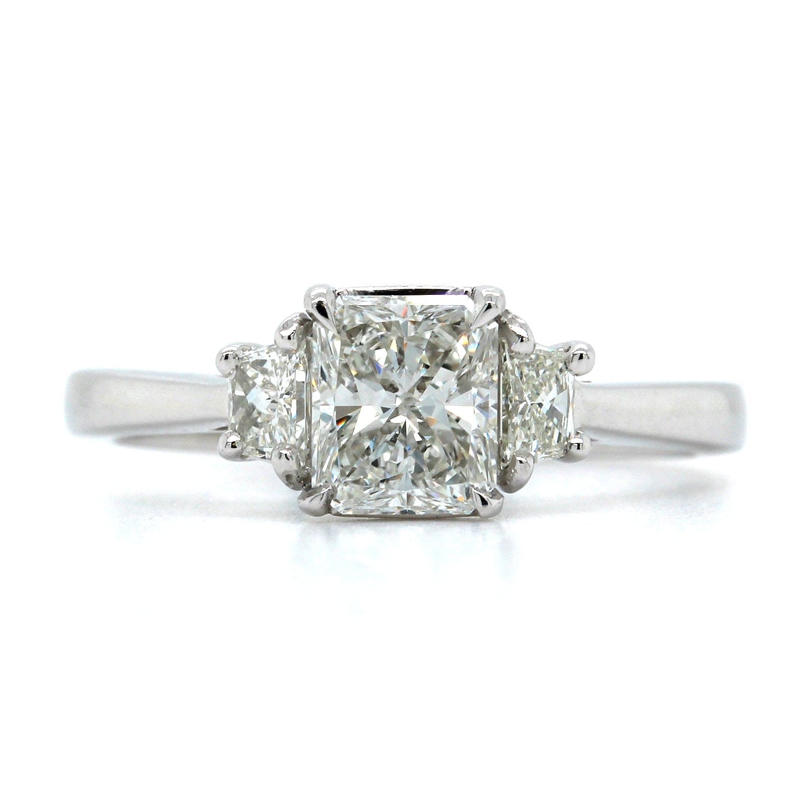 Platinum Radiant Cut Diamond 3 Stone Engagement Ring