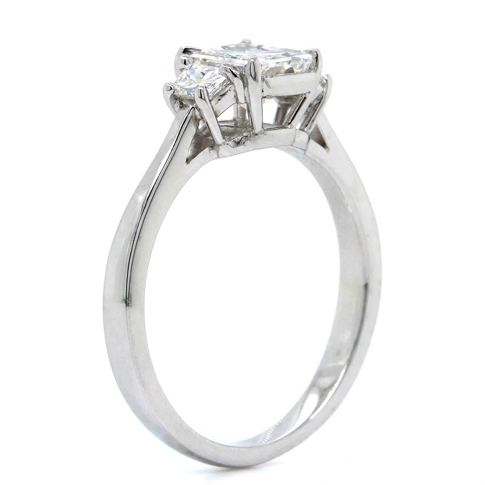 Platinum Radiant Cut Diamond 3 Stone Engagement Ring