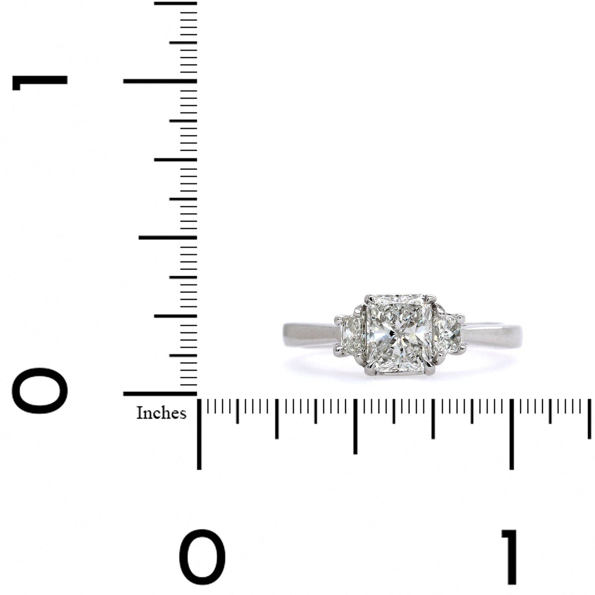 Platinum Radiant Cut Diamond 3 Stone Engagement Ring