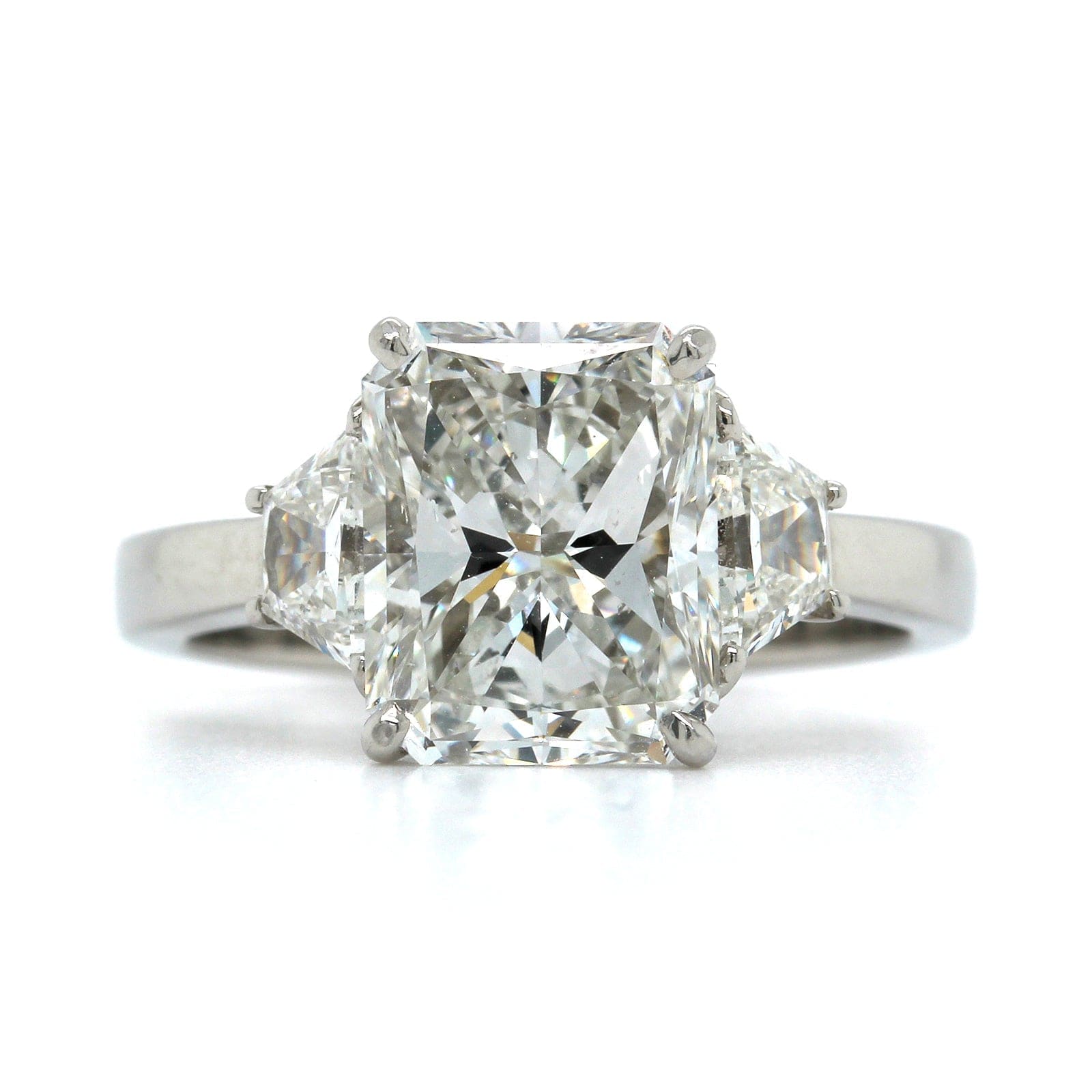 Platinum Radiant Cut Diamond 3 Stone Engagement Ring