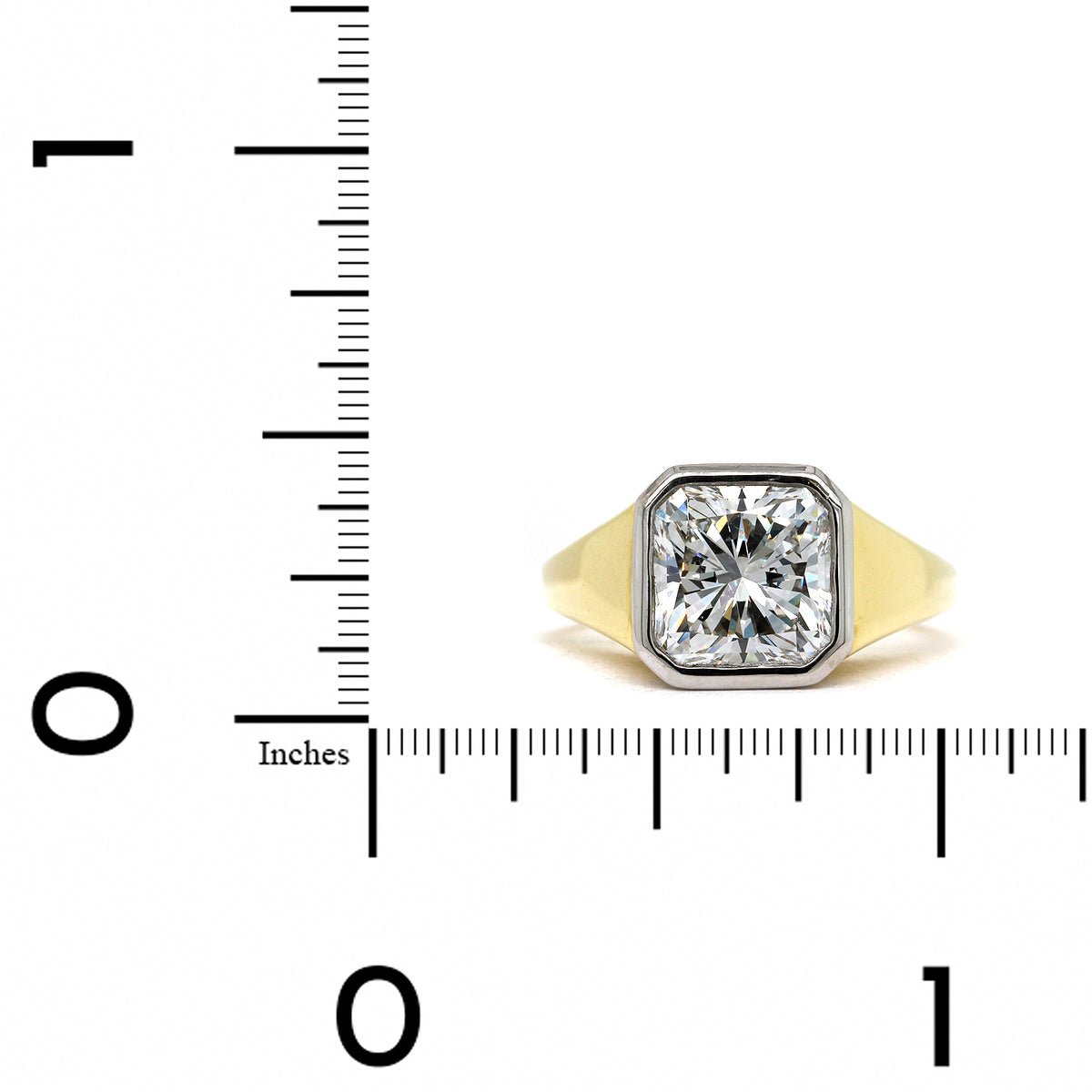 18K Yellow Gold and Platinum Radiant Diamond Engagement Ring