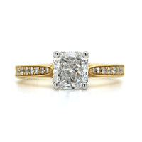 18K Yellow Gold and Platinum Radiant Cut Diamond Engagement Ring