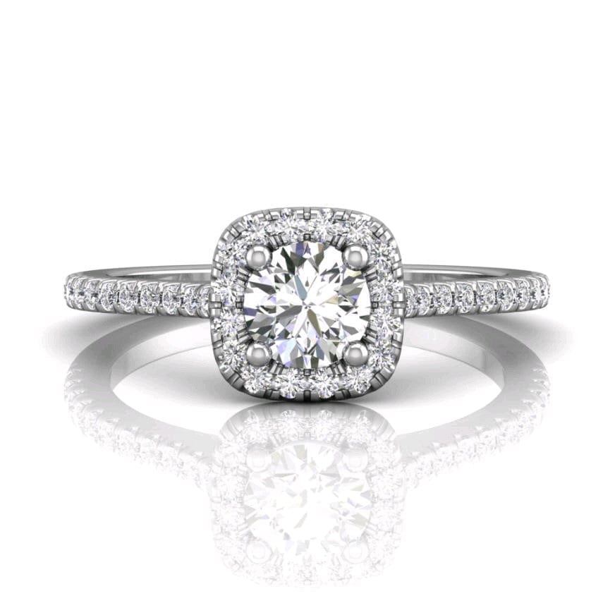 18K White Gold Halo Engagement Ring
