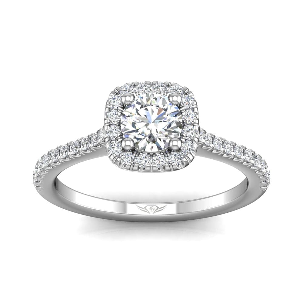 18K White Gold Halo Engagement Ring