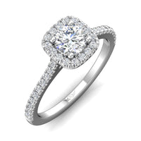 18K White Gold Halo Engagement Ring