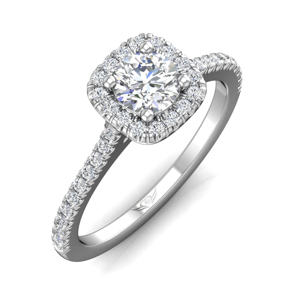 18K White Gold Halo Engagement Ring