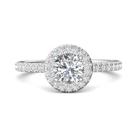 18K White Gold Diamond with Micro Pave Halo Engagement Ring
