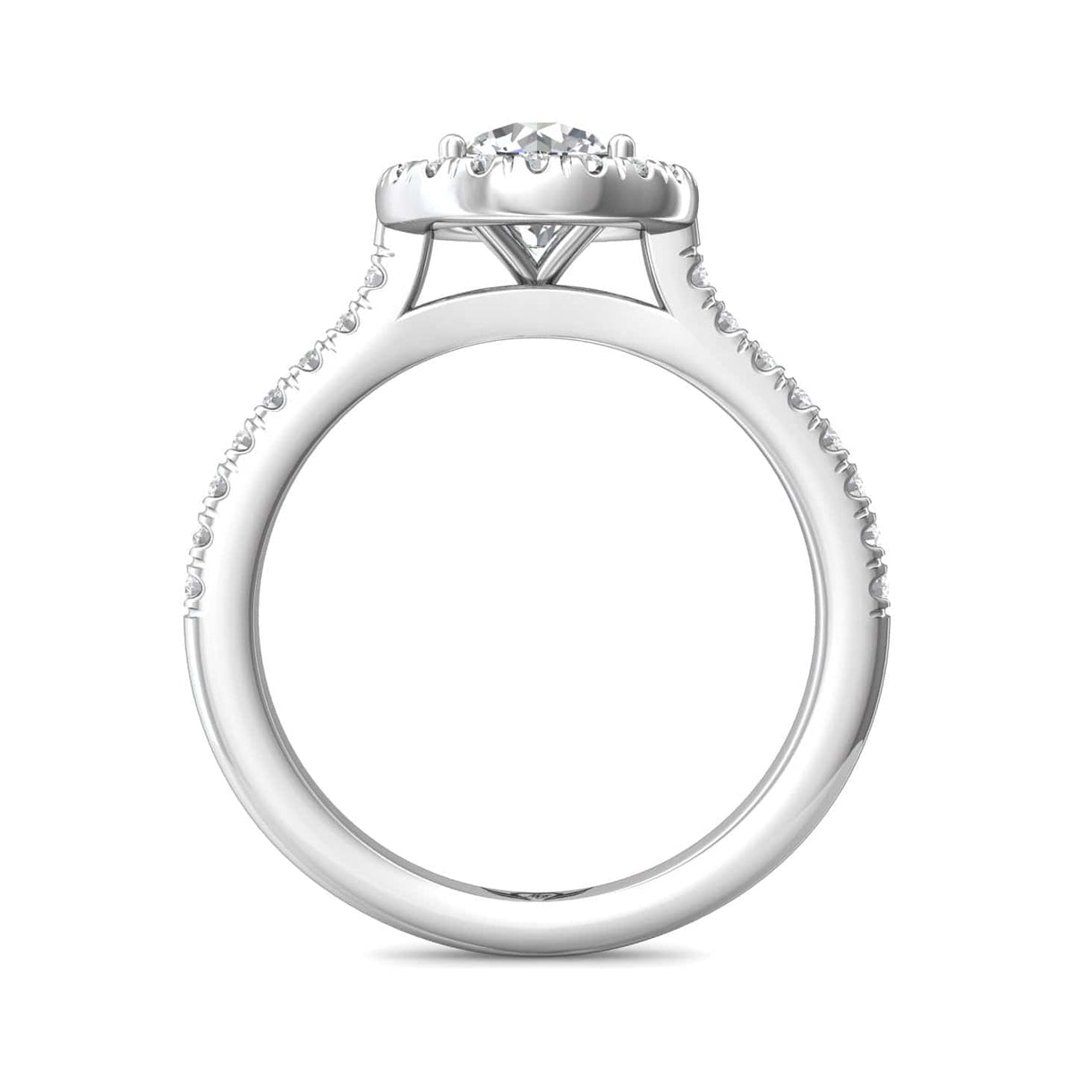 Platinum Diamond with Micro Pave Halo Engagement Ring