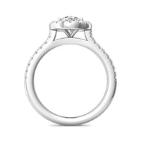 18K White Gold Diamond with Micro Pave Halo Engagement Ring