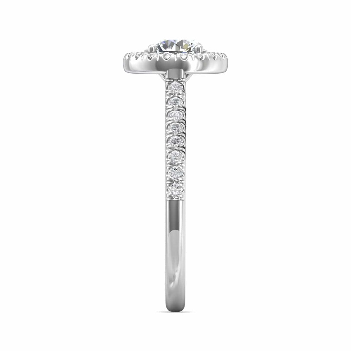 Platinum Diamond with Micro Pave Halo Engagement Ring