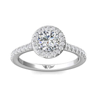 Platinum Diamond with Micro Pave Halo Engagement Ring
