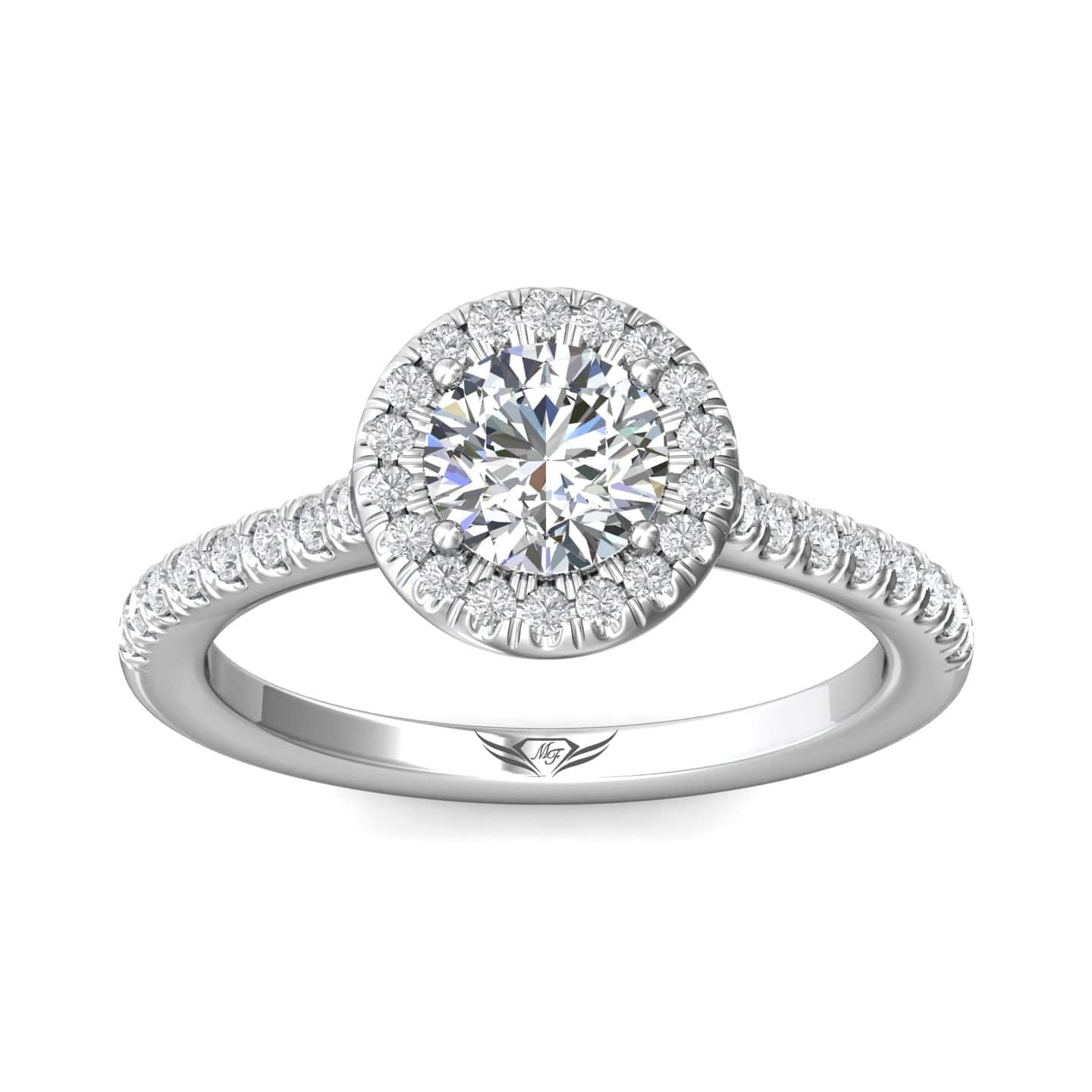 Platinum Diamond with Micro Pave Halo Engagement Ring
