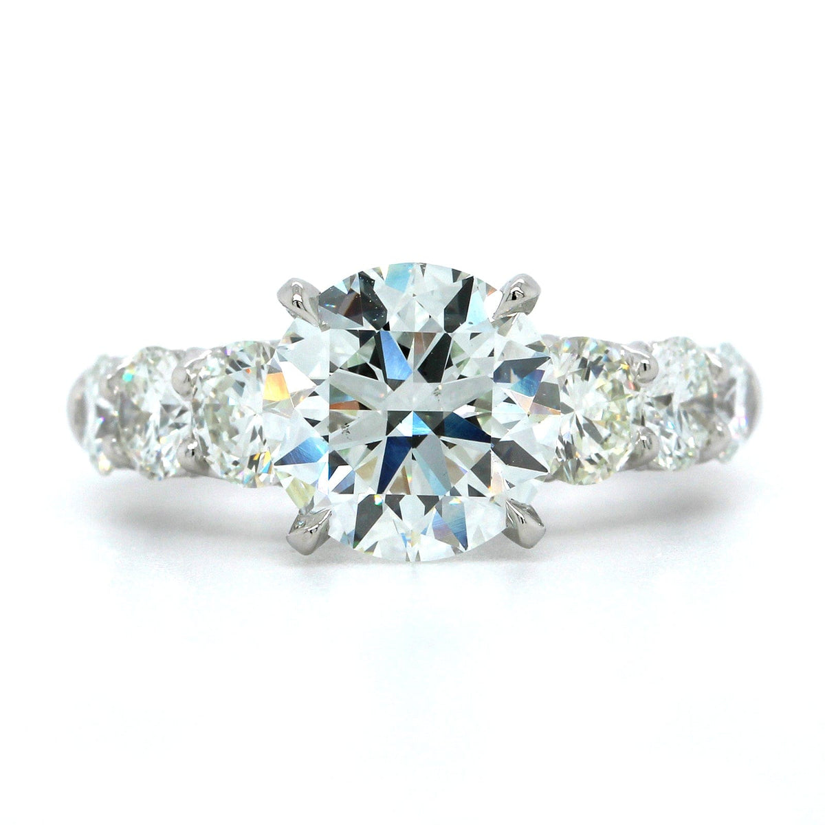 Platinum Round Diamond Prong Set Sides Engagement Ring, Platinum, Long's Jewelers