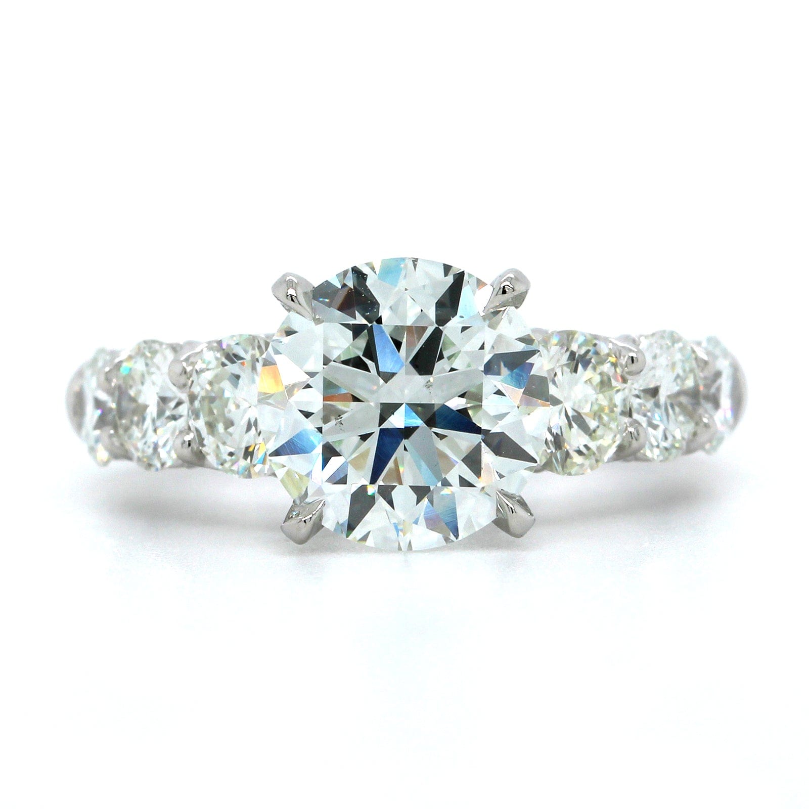 Platinum Round Diamond Prong Set Sides Engagement Ring, Platinum, Long's Jewelers