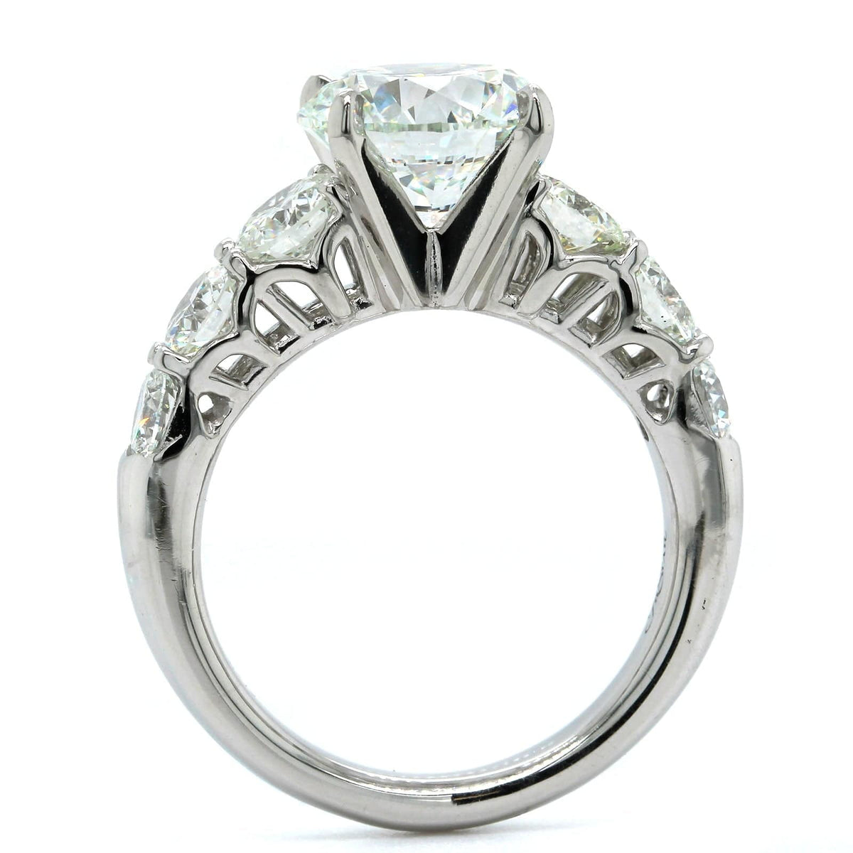 Platinum Round Diamond Prong Set Sides Engagement Ring, Platinum, Long's Jewelers