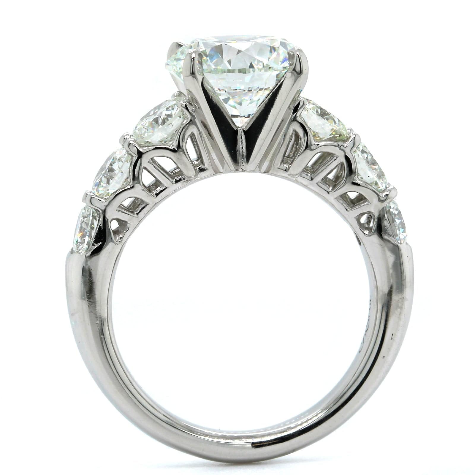 Platinum Round Diamond Prong Set Sides Engagement Ring, Platinum, Long's Jewelers