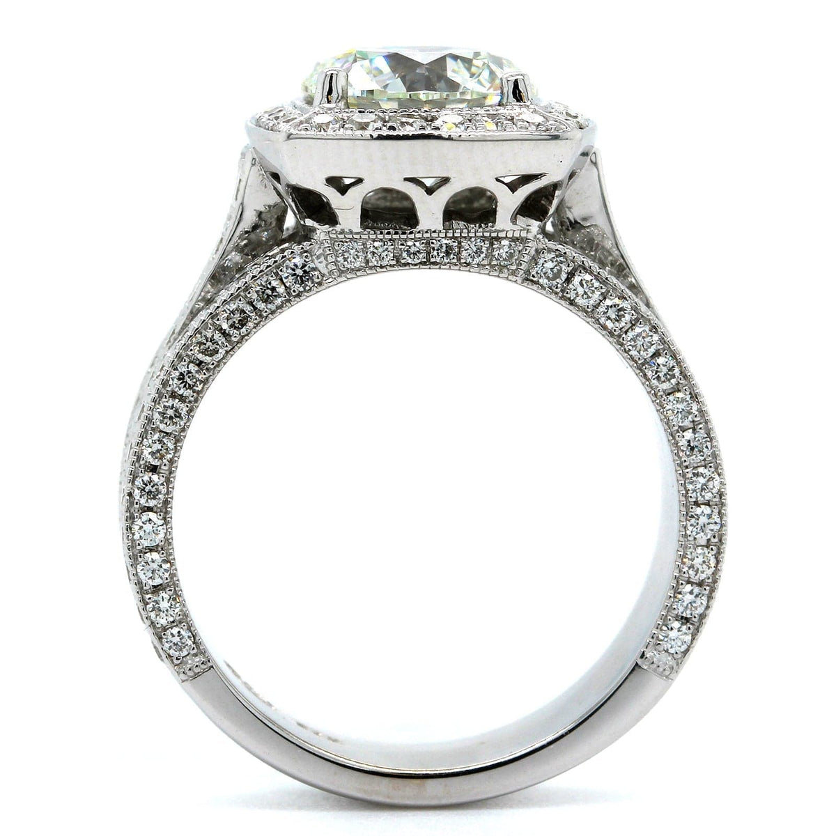 14K White Gold Diamond Cushion Halo Engagement Ring, 14k white gold, Long's Jewelers