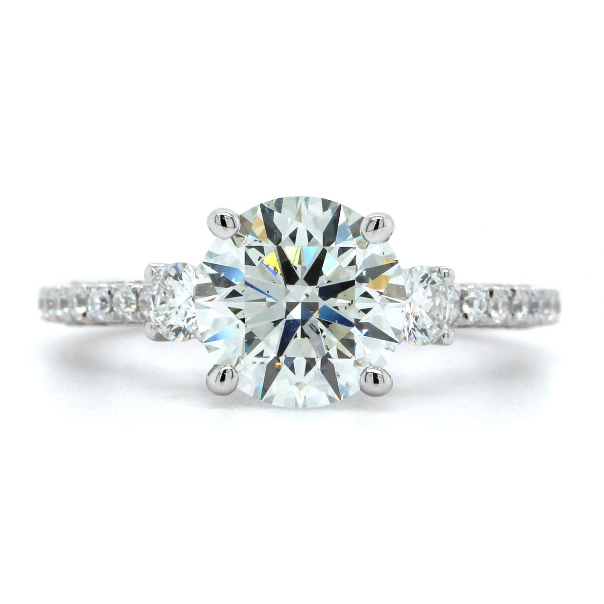 18K White Gold Round Diamond 3 Stone Ring, 18k white gold, Long's Jewelers
