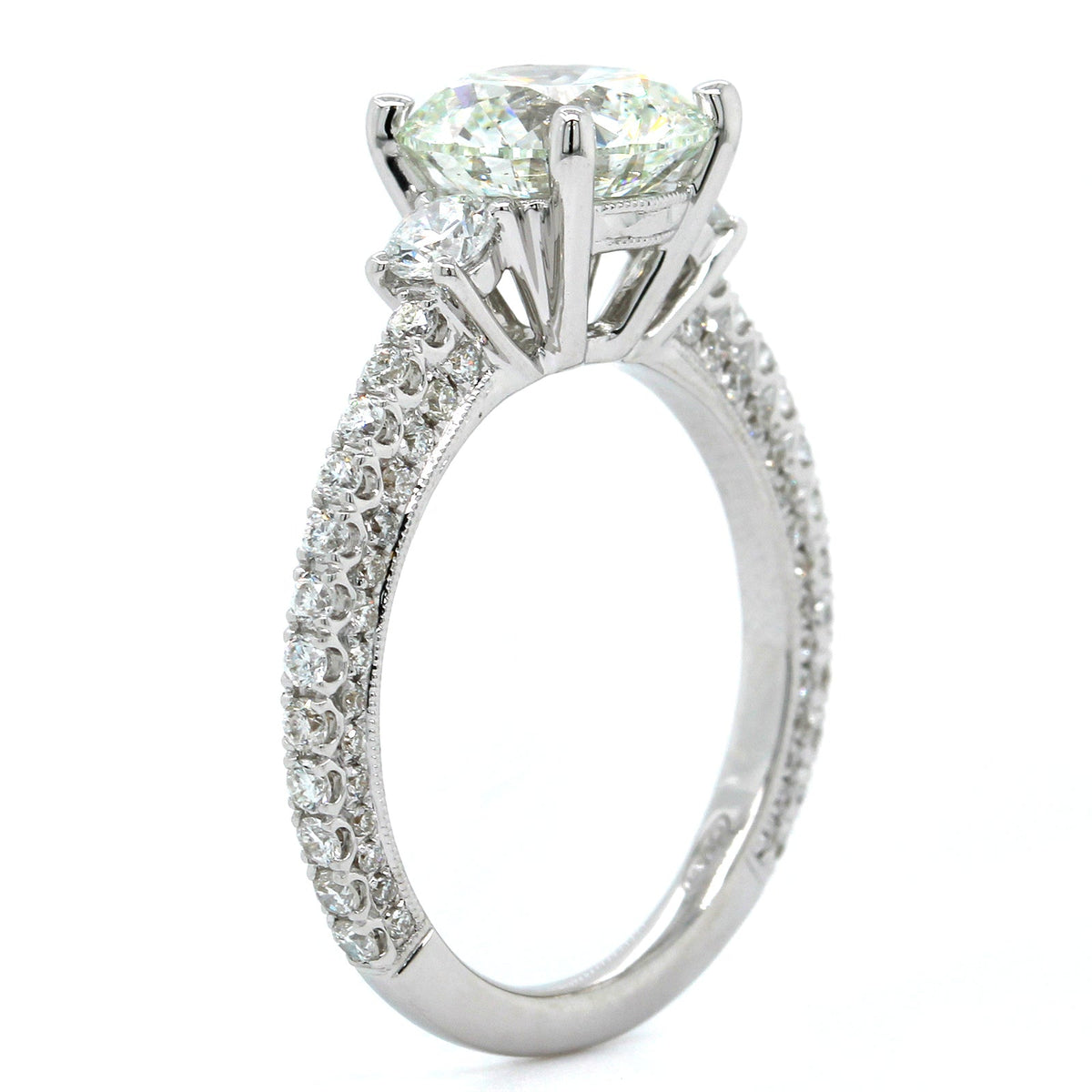 18K White Gold Round Diamond 3 Stone Ring, 18k white gold, Long's Jewelers
