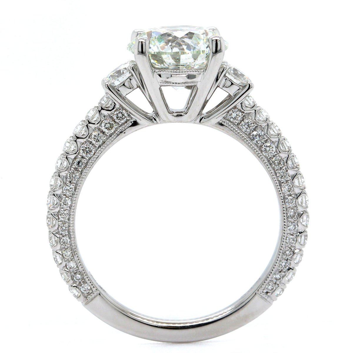 18K White Gold Round Diamond 3 Stone Ring, 18k white gold, Long's Jewelers