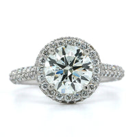 Platinum Round Diamond Halo Engagement Ring, Platinum, Long's Jewelers