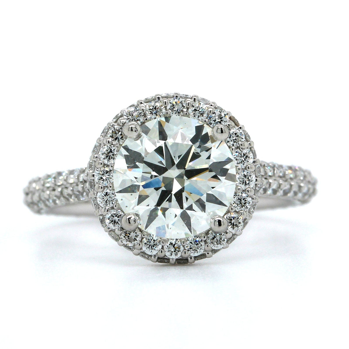 Platinum Round Diamond Halo Engagement Ring, Platinum, Long's Jewelers