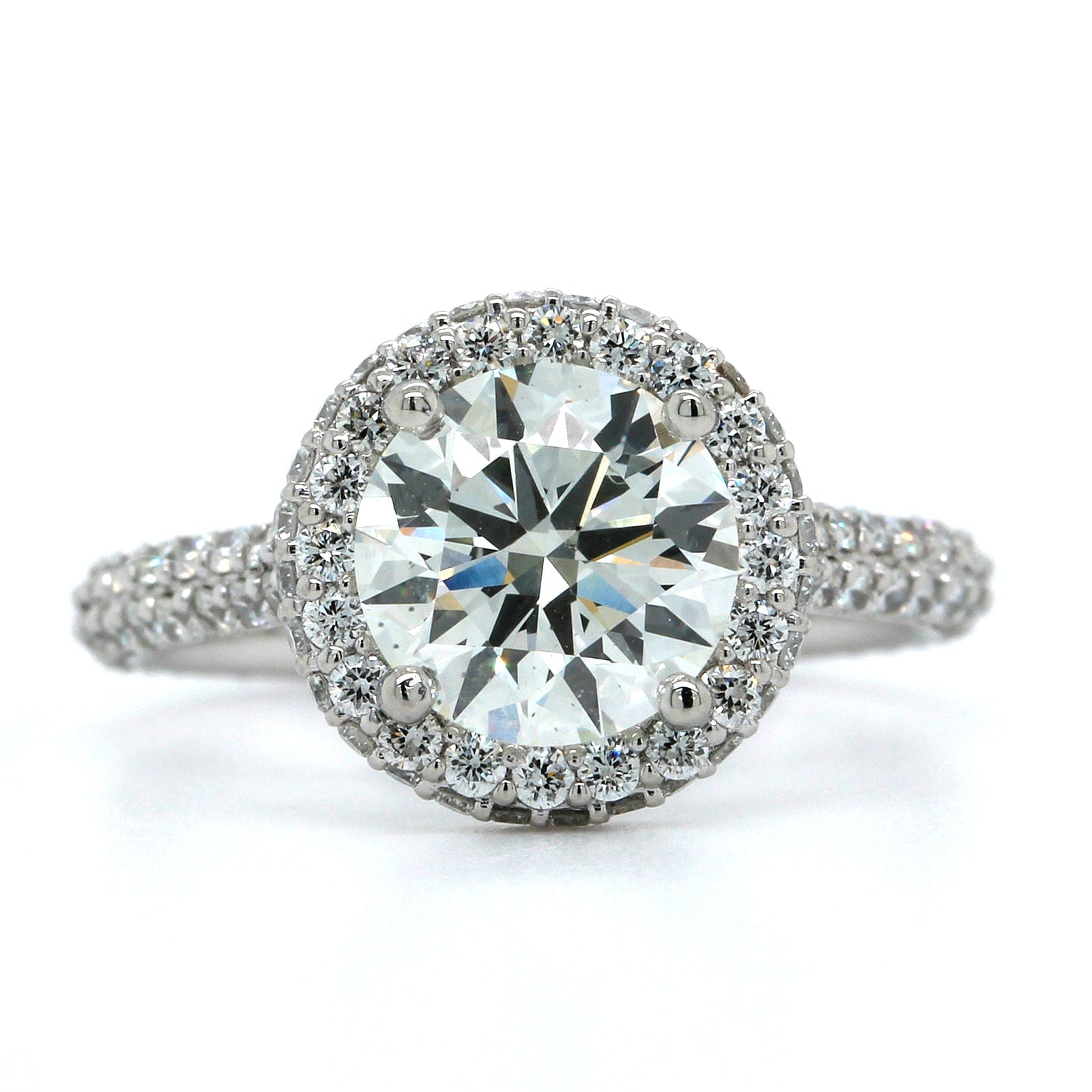 Platinum Round Diamond Halo Engagement Ring, Platinum, Long's Jewelers