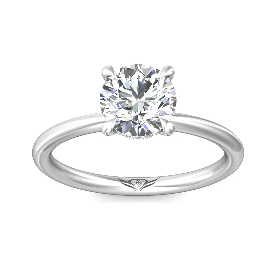 Platinum Round Diamond with Diamond Hidden Halo Engagement Ring