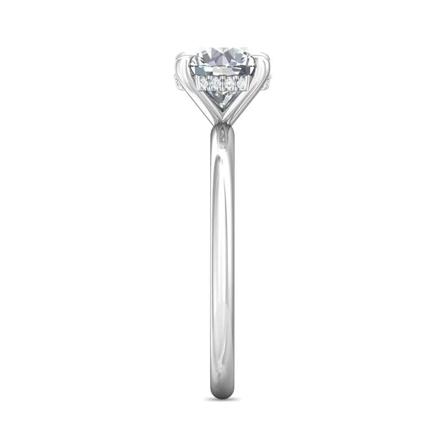 Platinum Round Diamond with Diamond Hidden Halo Engagement Ring