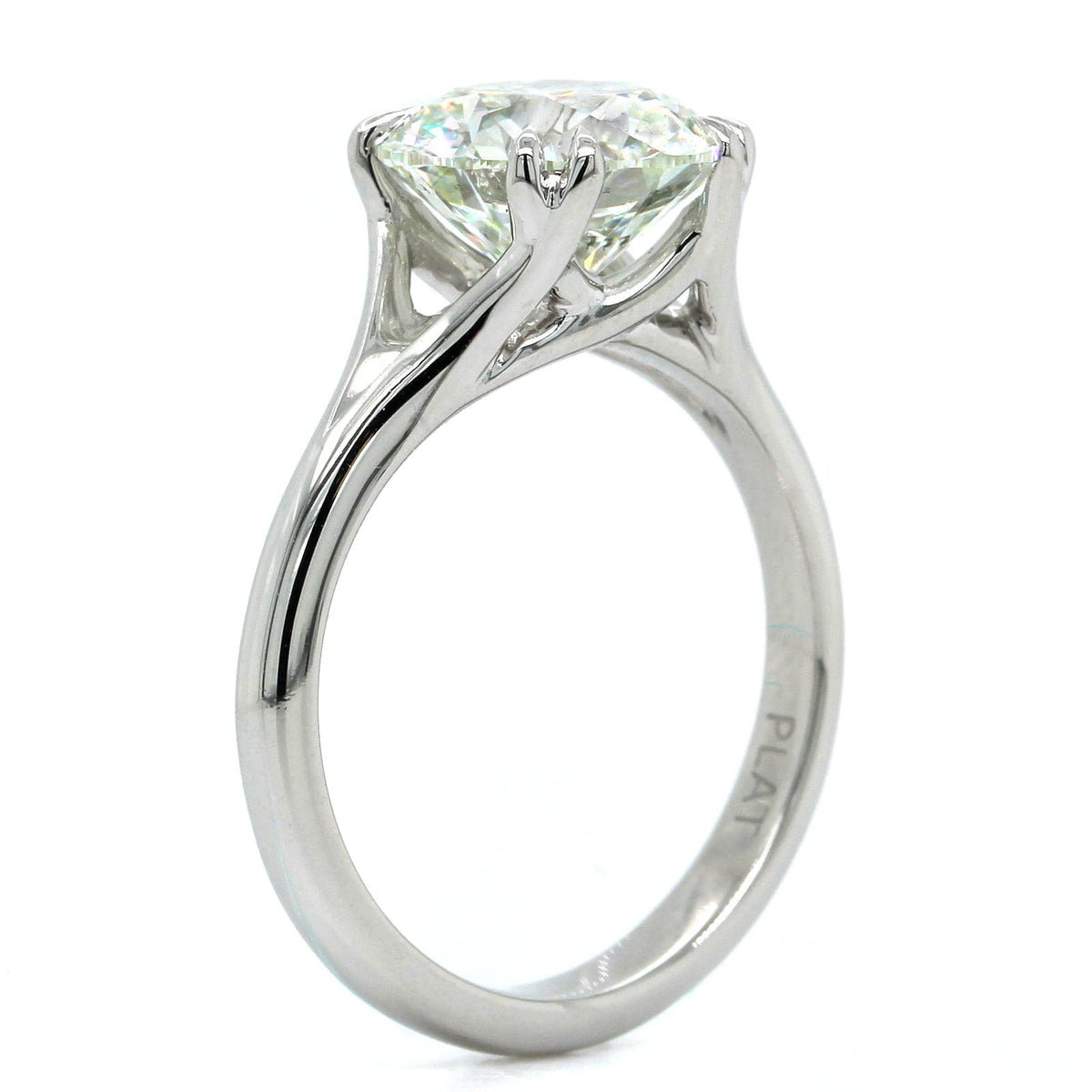 Platinum Round Diamond Split Shank Engagement Ring, Platinum, Long's Jewelers