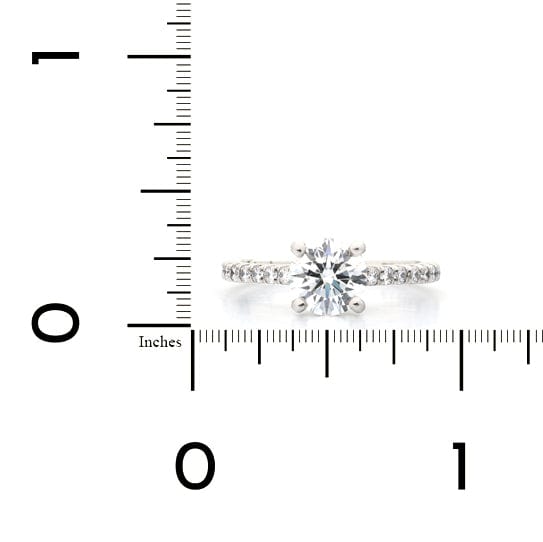 Platinum Round Diamond Pave Sides Engagement Ring