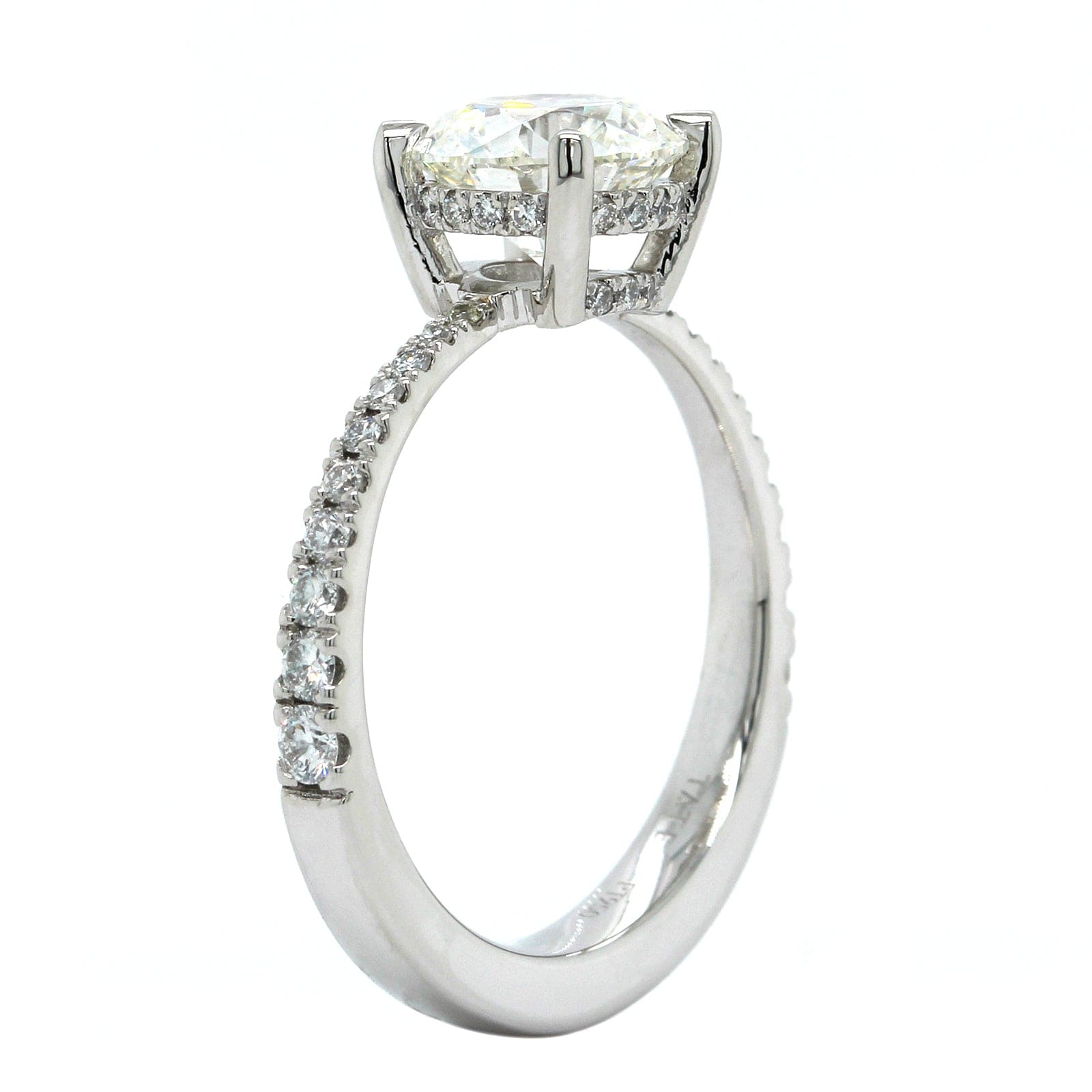 Platinum Round Diamond and Hidden Halo Engagement Ring