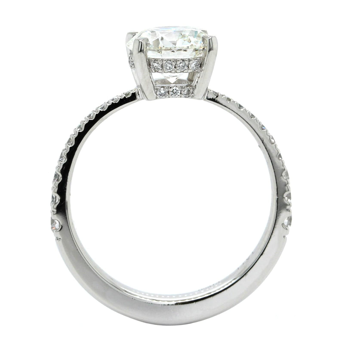 Platinum Round Diamond and Hidden Halo Engagement Ring