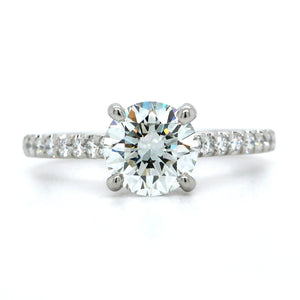 Platinum Round Diamond Side Stones Engagement Ring, Platinum, Long's Jewelers