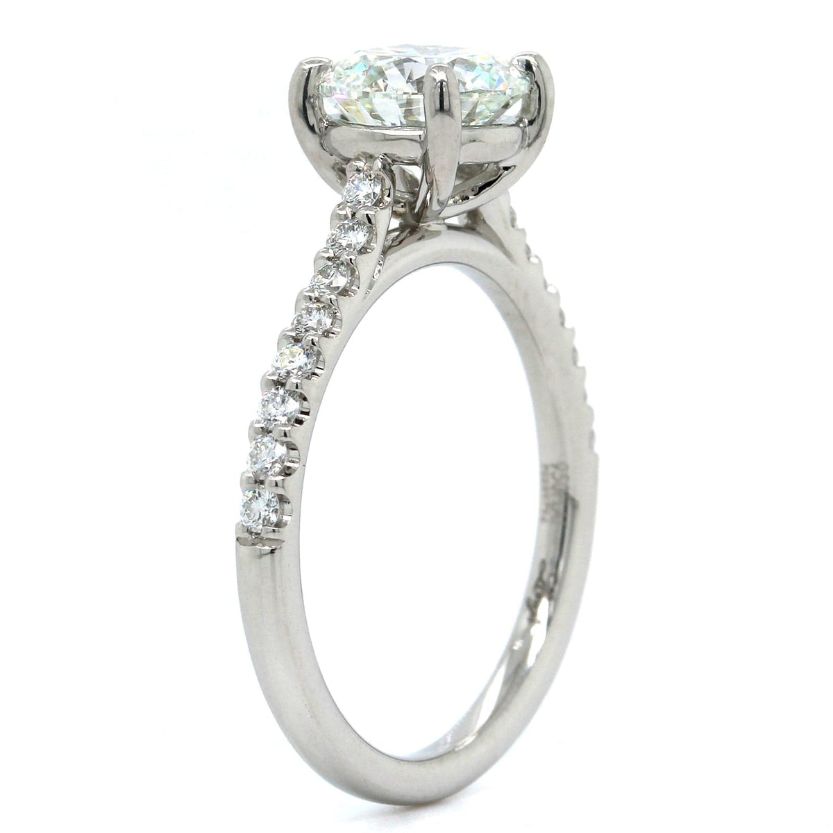 Platinum Round Diamond Side Stones Engagement Ring, Platinum, Long's Jewelers