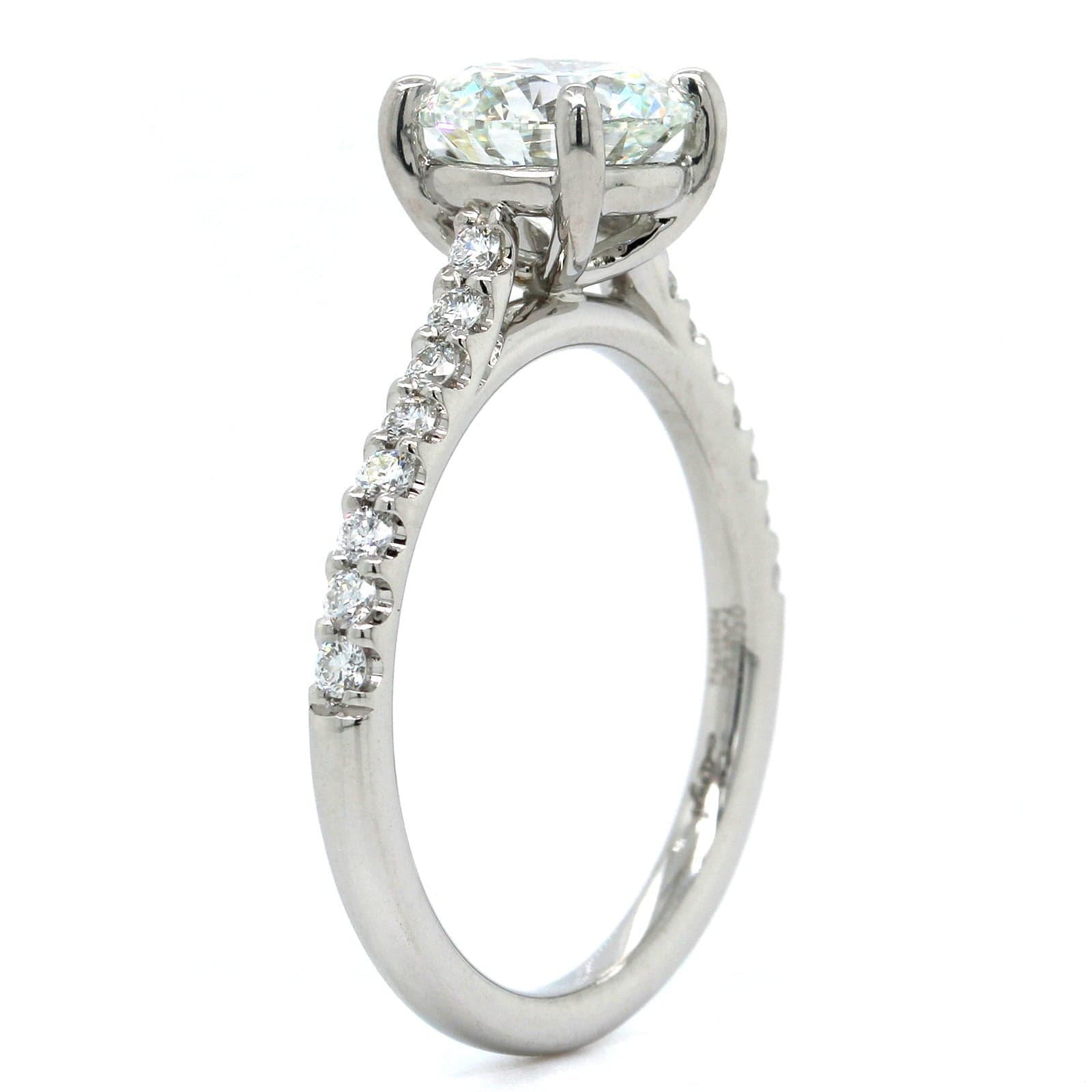 Platinum Round Diamond Side Stones Engagement Ring, Platinum, Long's Jewelers