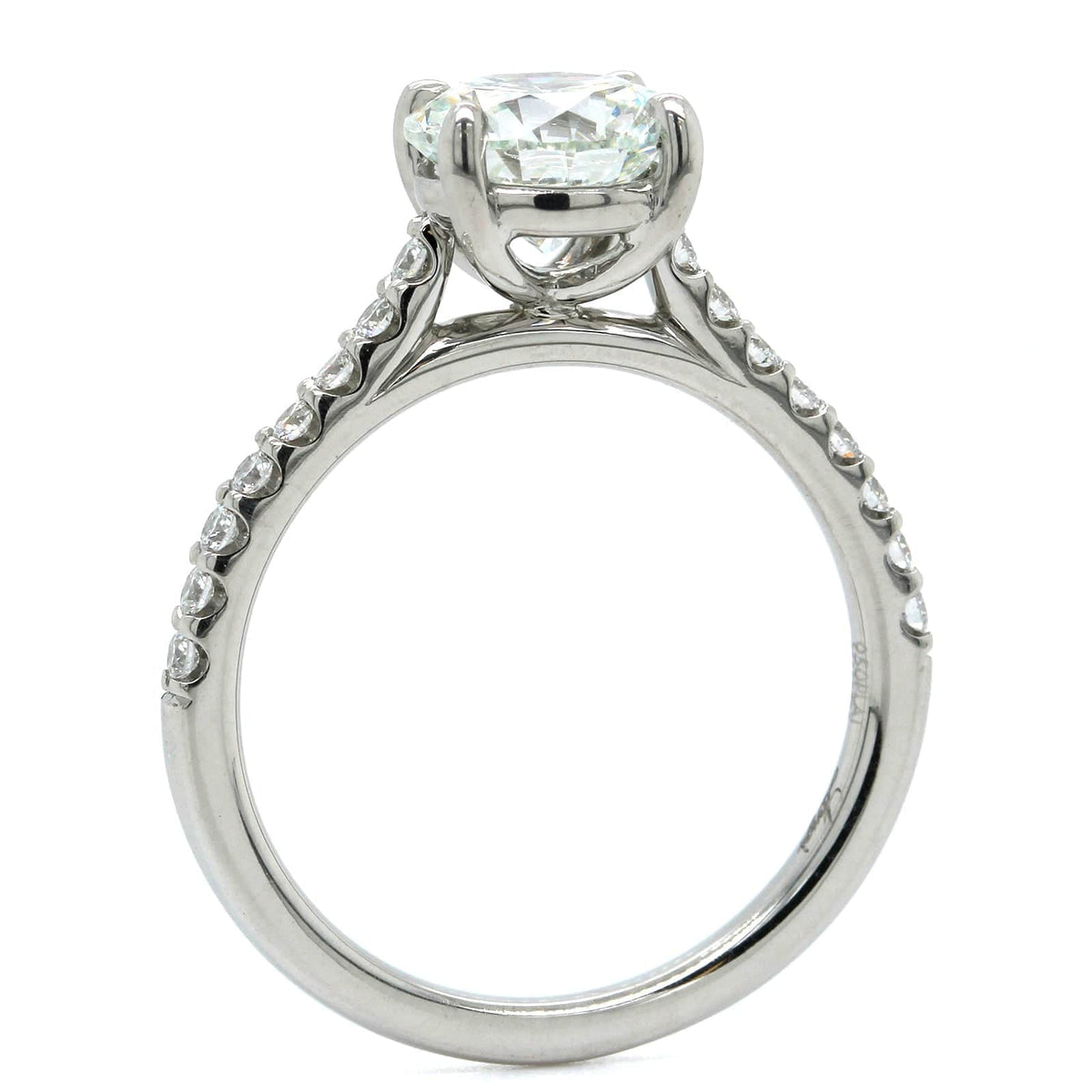 Platinum Round Diamond Side Stones Engagement Ring, Platinum, Long's Jewelers