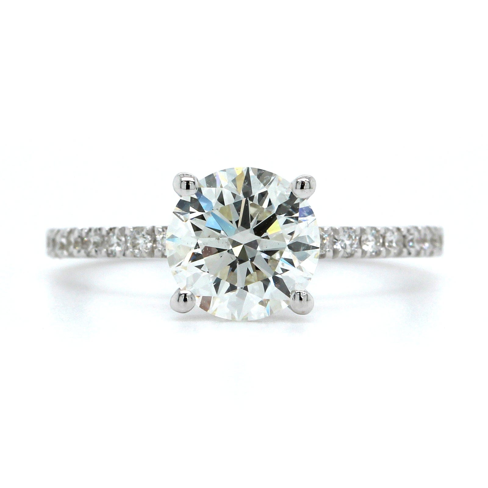 18K White Gold Diamond Hidden Halo Engagement Ring