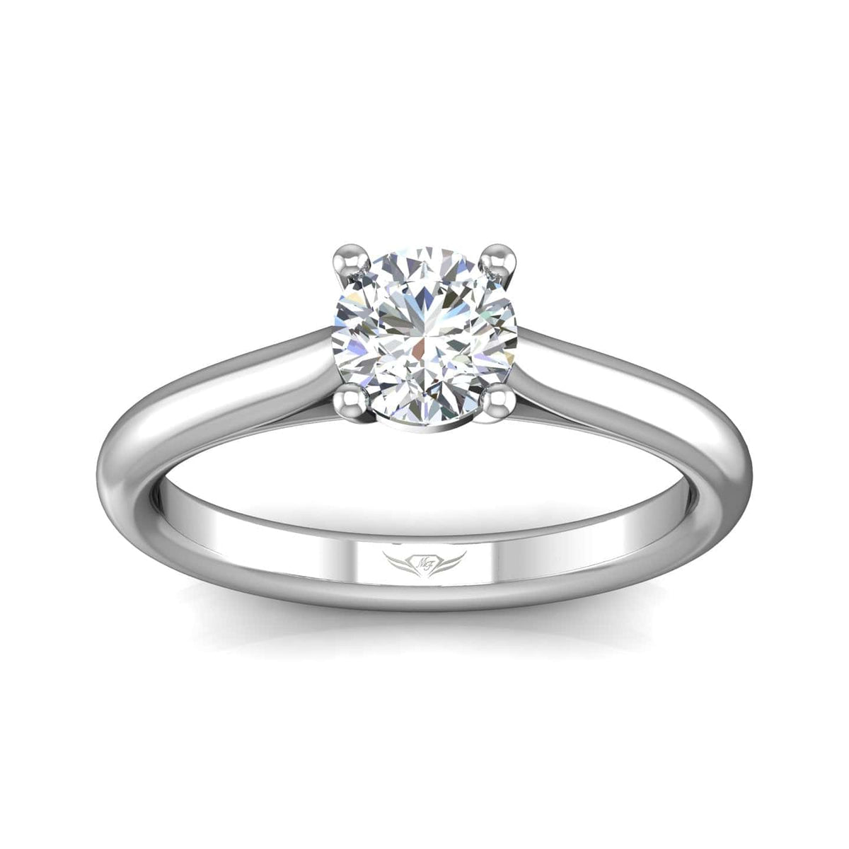 18K White Gold Solitaire Mounting with Round Diamond Engagement Ring